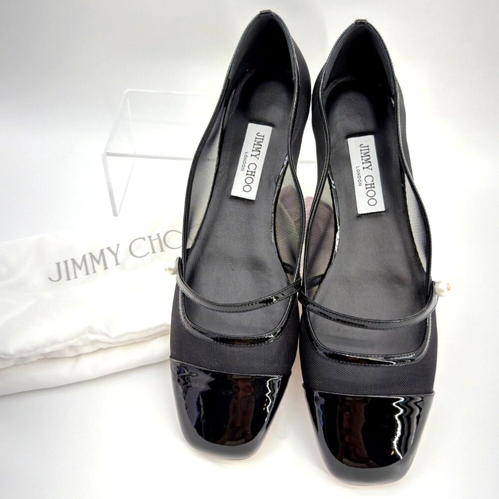 Jimmy Choo Elisa Flats Mesh/ Patent Leather Ballet Flats Mary Janes Size 41 US11